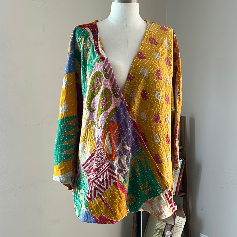 SOLD Kantha Bae Colorful Patchwork Women's Top Free Size